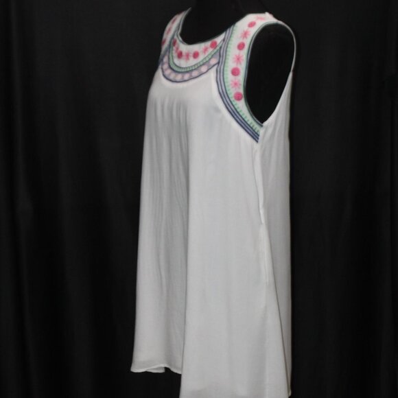 Jodifl White Rayon Embroidered Sleeveless Dress - Picture 3 of 15